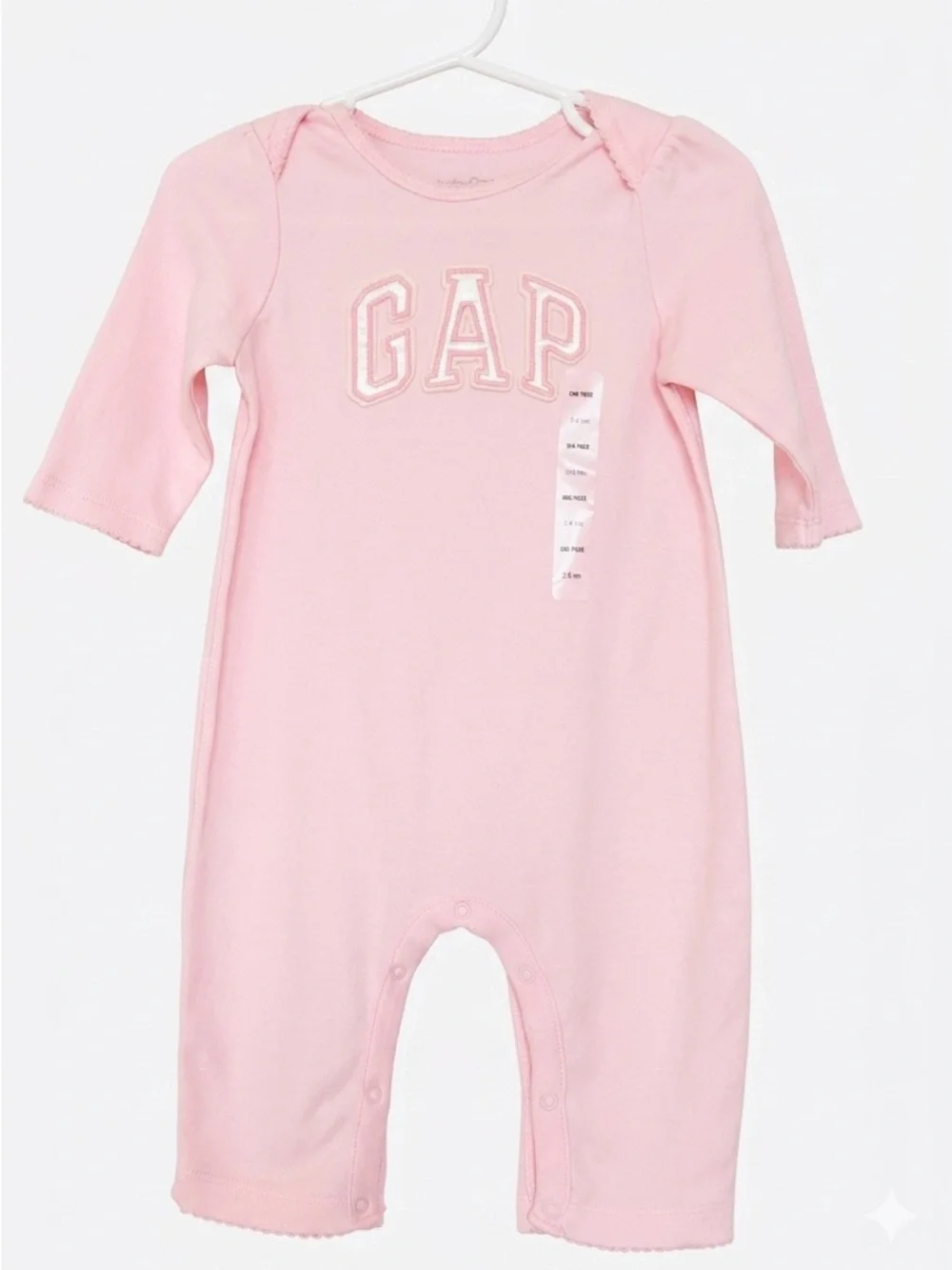 Baby Gap Baby Girls 3-6 Months Light Pink 1 Piece Long Sleeve Logo Romper NWT